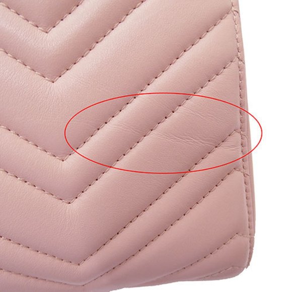 GUCCI Bag Women's Handbag Shoulder 2way Leather GG Marmont Pink 448054 Quilted - Picture 11 of 16
